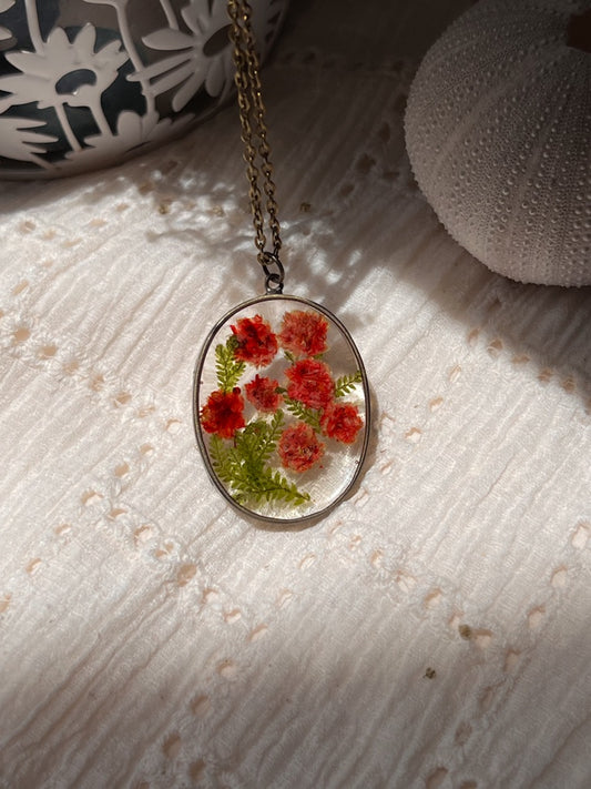 Enchanting Love Blossoms: Handcrafted Red Gypsophila Flower Necklace